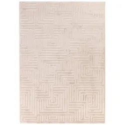 Teppich Flur Skulptural Pflegeleicht Waschbar Strapazierfähig Wohnzimmer Schlafzimmer Beige 140x200 cm – ILLER von Kadima Design
