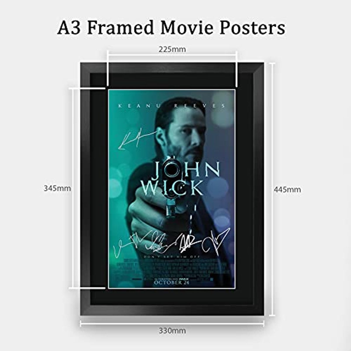 Gesigneerde John Wick film poster A3 ingelijst voor volwassenen