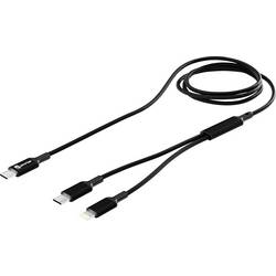 Smrter USB-C® Y-Kabel USB-C®, Apple Lightning Stecker 120 cm Schwarz Aluminium-Stecker, Stoff-Ummantelung, mit OTG-Funktion SMRTER_DUO_BK