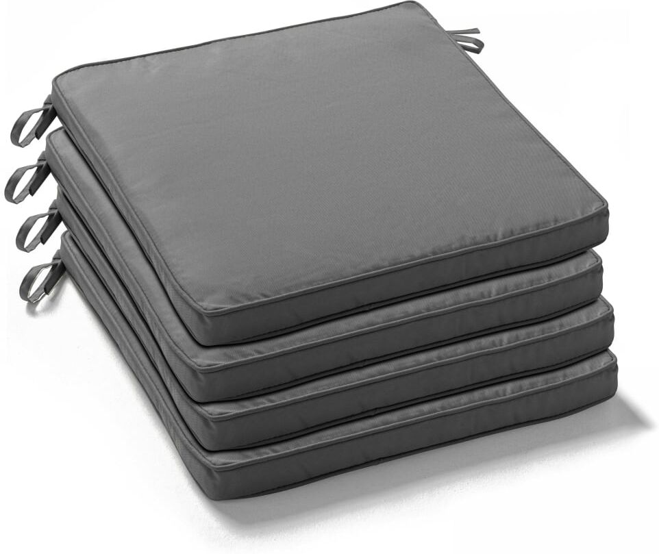 Oviala Lote de 4 cojines de silla de poliéster gris 40x40x3 cm