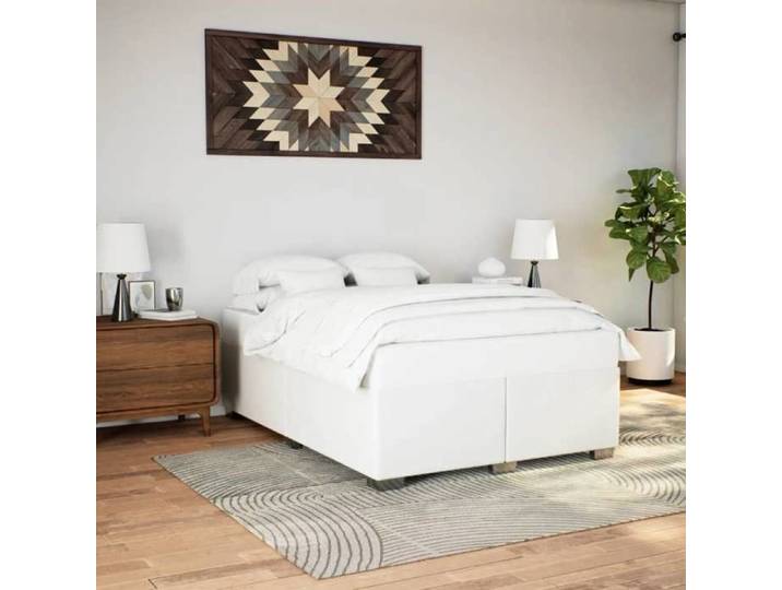 CHIC Lit adulte 2 places - 140x200 cm Structure/Cadre de lit blanc 140x200 cm similicuir #Sara82208