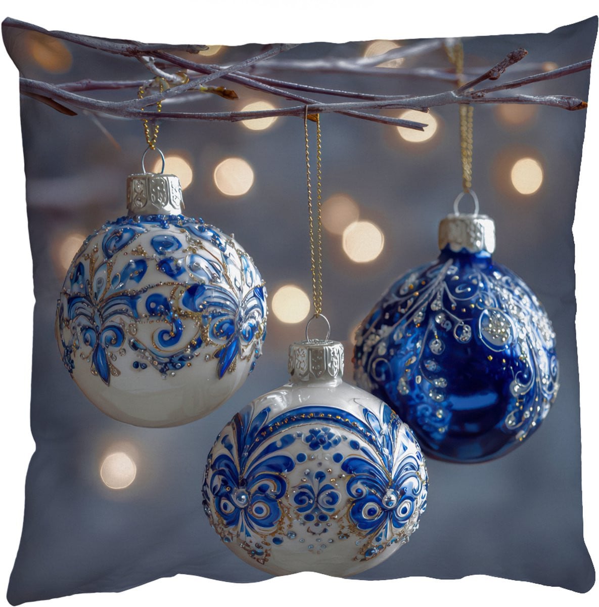 PillowMonkey Sierenkussen Kerstbal Blauw - 40 x 40 cm