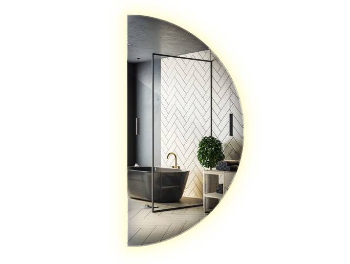 Miroir de salle de bain mural LED semi-circulaire à suspendre 50 cm - lumière neutre