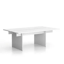 Konferenztisch SOLID + 1x Verlängerung, 210x125 cm, weiß