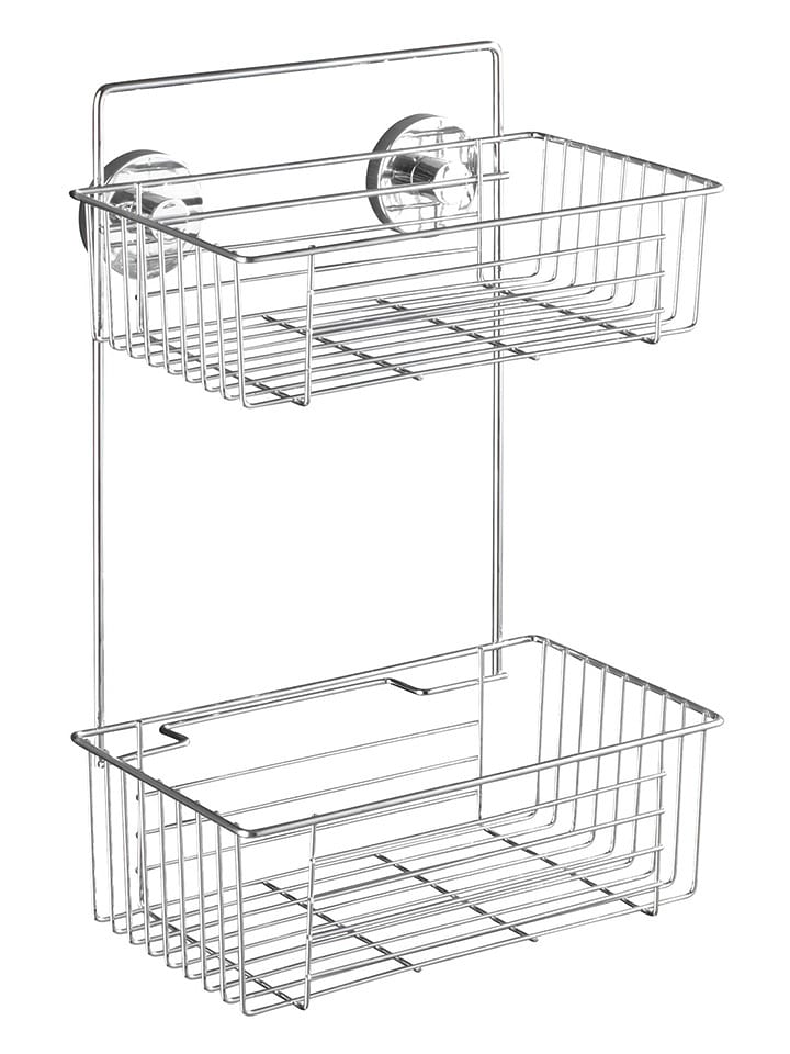 Wenko Duschregal "Vacuum-Loc Bari" in Silber - (B)26 x (H)38 x (T)17 cm - onesize