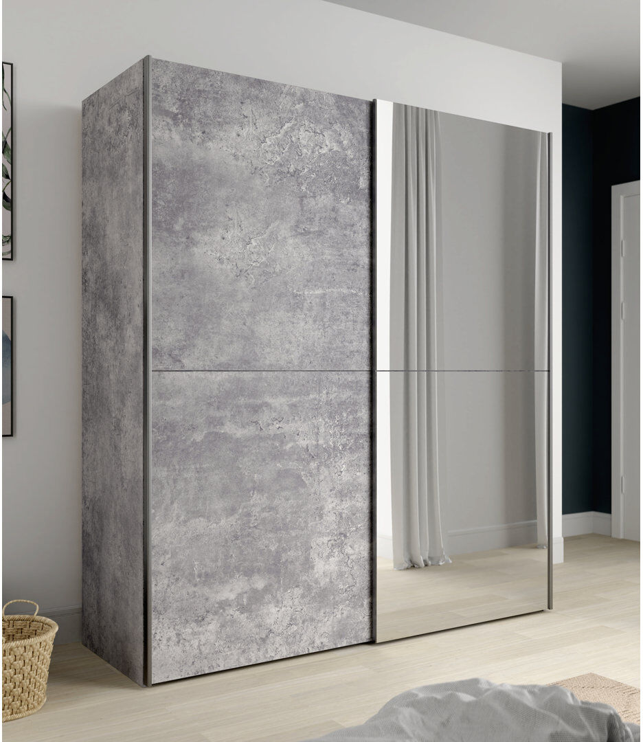 Hykkon Alfaro 2 Door Wardrobe Light Gray 190.5cm H X 170.3cm W X 61.2cm D