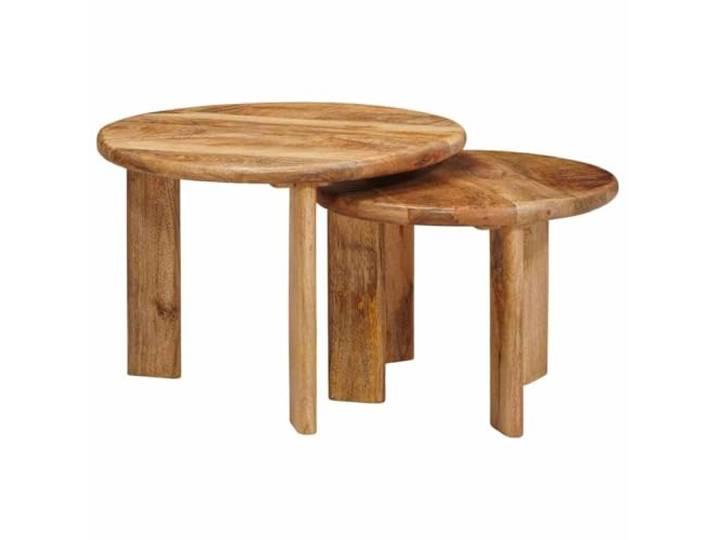 IBUQDDV Nesting-Couchtische 2 STK. Braun Ø 50 x 40 cm Massivholz Mango Platzsparendes Nesting-Design, Massivholz Mango, für Innenbereich, einfache Montage, vielseitig als Beistelltisch