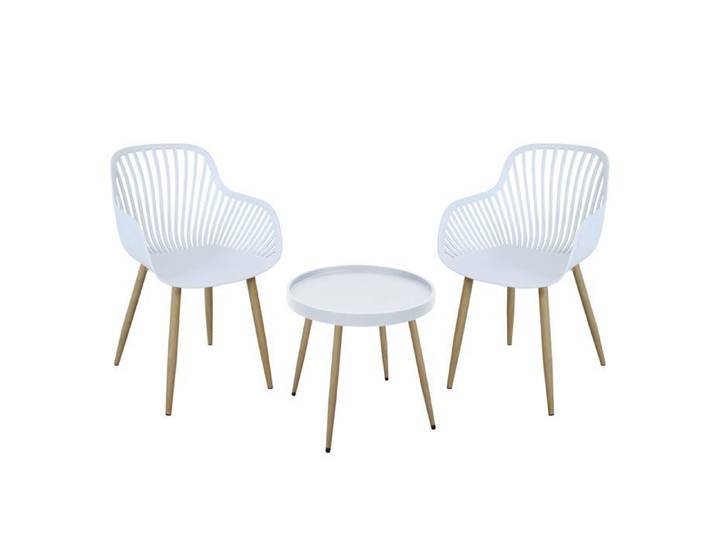 SVITA PHILLY groupe de sièges ensemble de meubles de balcon 3 pièces blanc/aspect bois