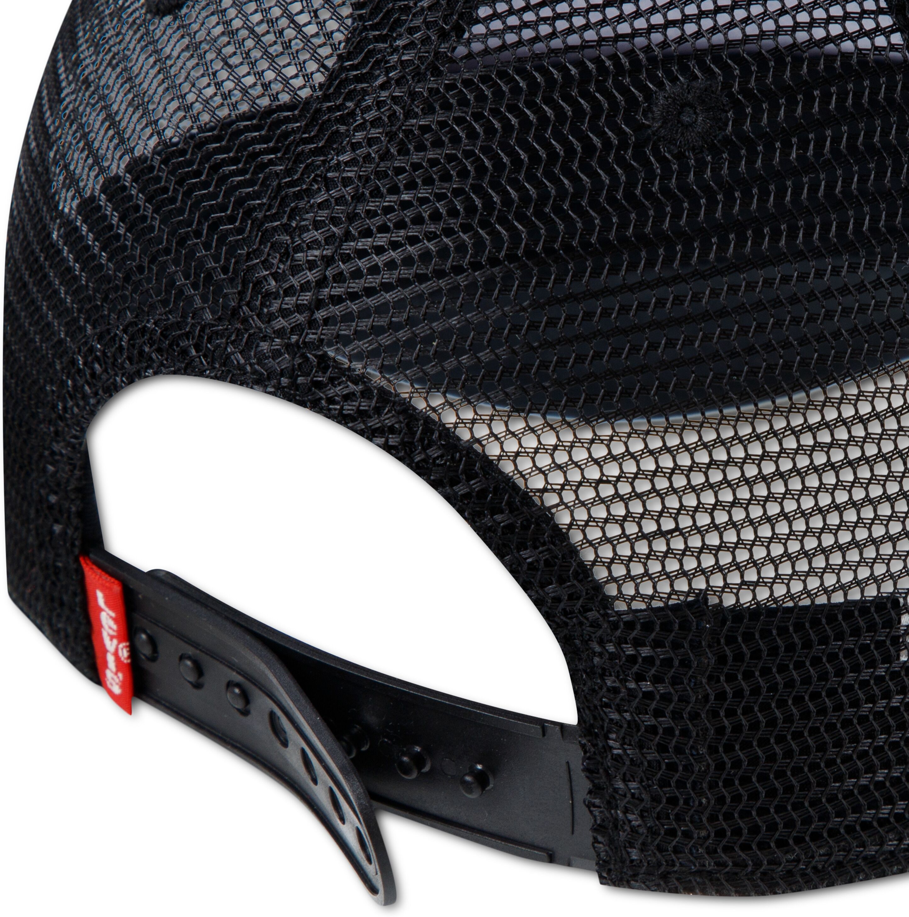 Trucker Cap LEVI'S KIDS "LAN LEVI'S TRUCKER CAP", Kinder, Gr. - (110/164), schwarz (jet schwarz), Netz;Twill, Baumwolle, unifarben mit Farbeinsätzen, Caps Trucker Cap, mit luftigem Netzteil, verstellbar, Sonnenschutz jet schwarz - (110/164)