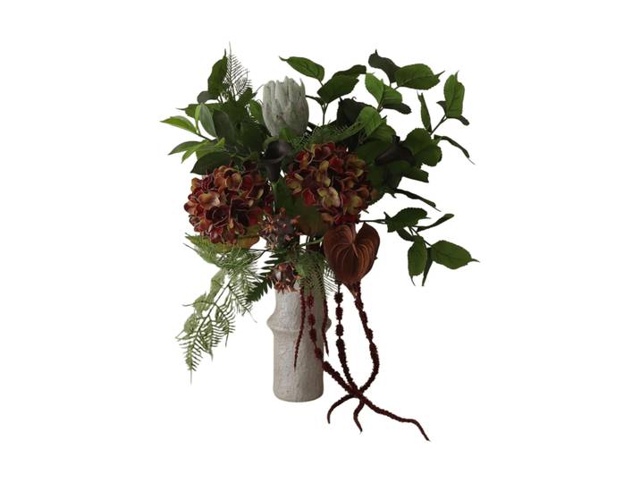 Botané Bouquet artificiel Noir Botanica Hortensia-calla-anthurium, 112 cm, 15 pièces