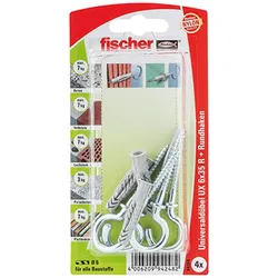 Fischer 4x Universaldübel UX 6x35 RH mit Rundhaken - 94248