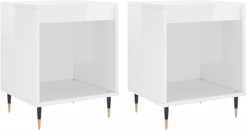 Fairmont Park Plainsboro Bedside Table High Gloss White 50cm H X 15.7cm W X 40cm D