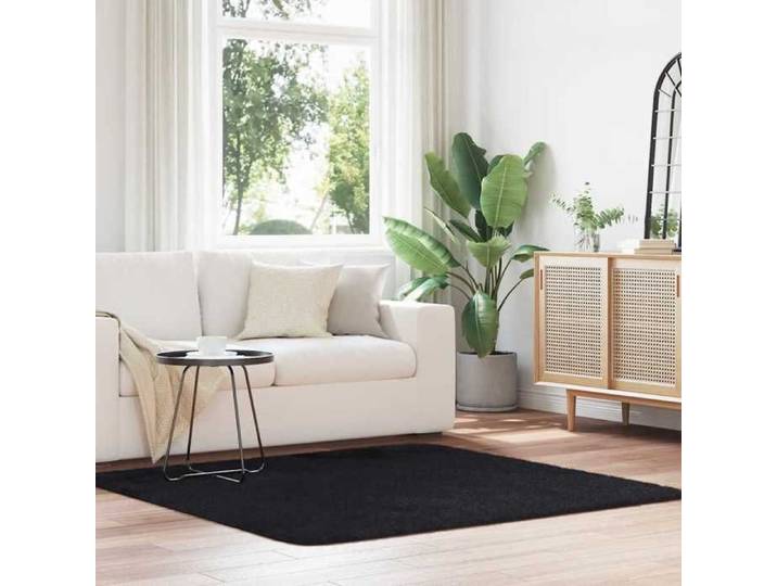 Tapis - MAISON EXCLUSIVE - NAVARRA - Shaggy 160x160 cm - Noir - Polyester antidérapant