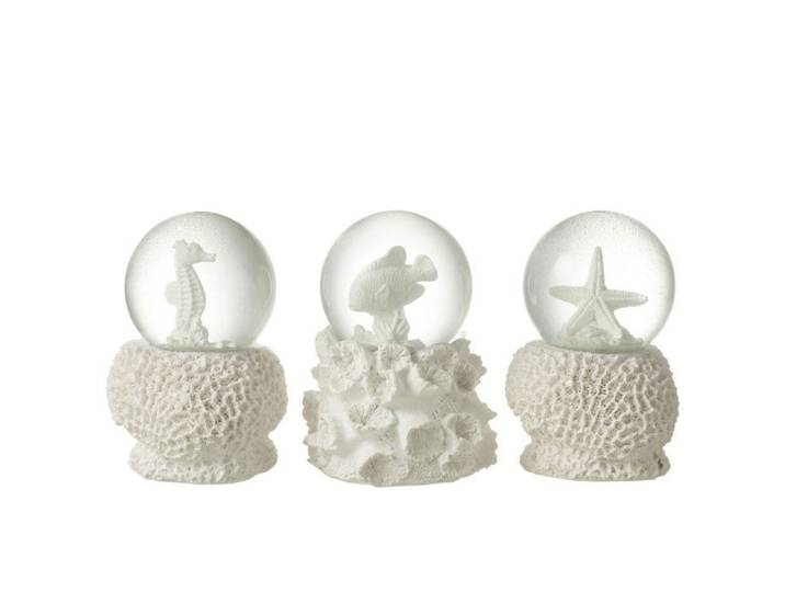 J-Line boule de neige Mer - polyrésine - blanc - large - 3 pcs