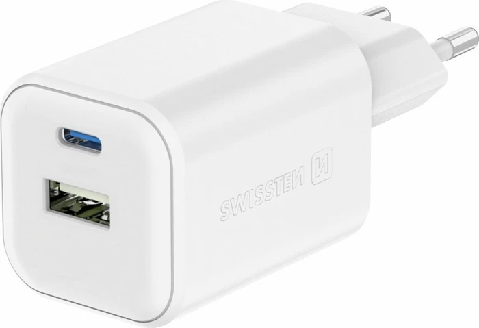 Swissten GaN Netzgerät 1x USB-C 45 W PD + 1x USB-A 18 W QC weiß