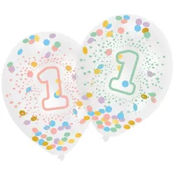 6 Konfetti Luftballons 1. Geburtstag Regenbogen