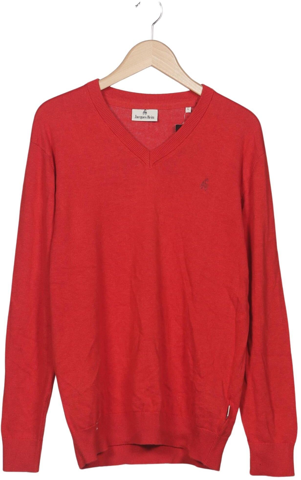 Jacques Britt Herren Pullover, Rot, Gr. L, Baumwolle - Second Hand