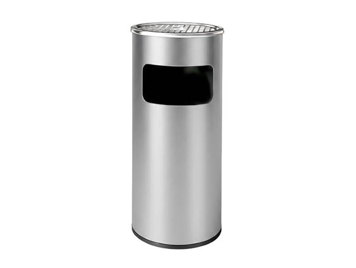 Relaxdays Standaschenbecher mit Mülleimer, Edelstahl, 30 l, Silber Rauchersäule, HD: 60,5x23,5cm, Inneneimer entnehmbar
