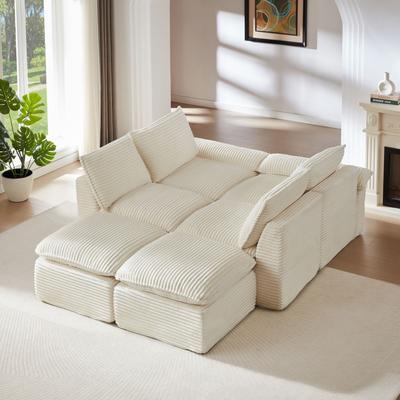 6-Seat Cloud-Shaped Corduroy Bean Bag Sofa
