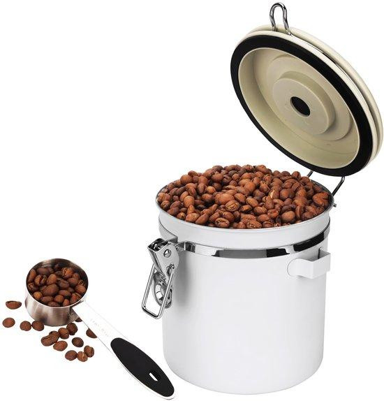 Unyqoos Luchtdichte koffiecontainer van roestvrij staal met CO2-ventiel en datumwiel, 1,4 liter
