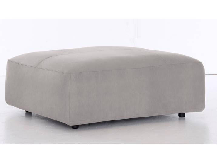 Hocker, Flachgewebe & Leder, Silber, 120×43×120 cm, Polsterhocker, Landhaus, Musterring