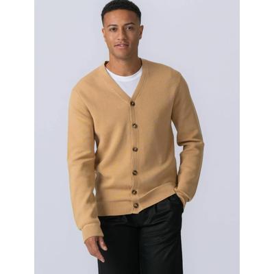 Cardigan TEESHOPPEN "TEESHOPPEN Cardigan Cardigan", Herren, Gr. L, beige (sand), Obermaterial: 39% Baumwolle, 34% Polyester, 27% Viskose, Strickjacken