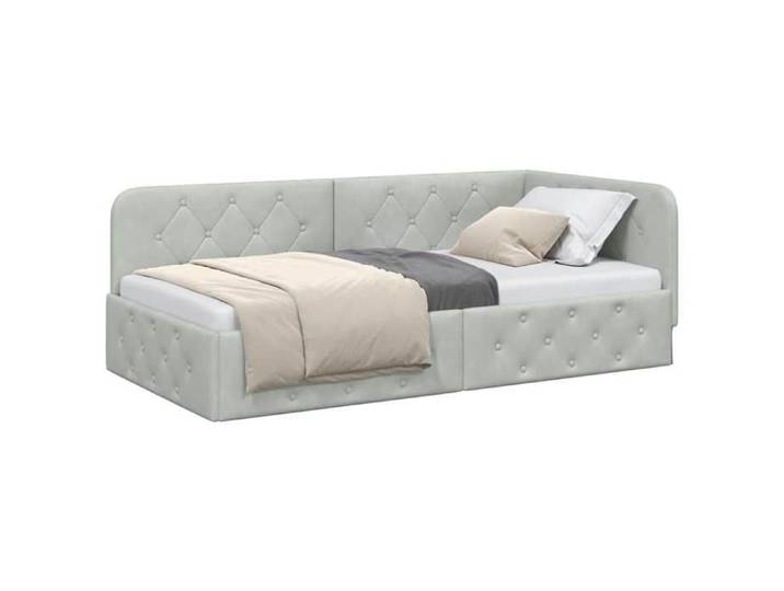 (NEW 2026)Structure de lit d'angle - SHELD - 1 Personnes - contemporain - Gris clair 90x200cm Velours 523180