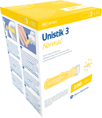 OWEN MUMFORD GmbH UNISTIK 3 Normal 1,8 mm Eindr.Tiefe Stechhilfe 100 St 03802409