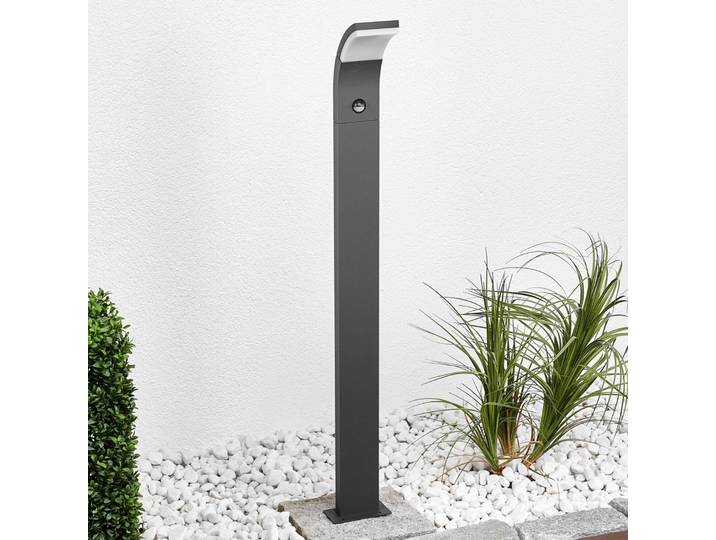 Lucande LED-Wegelampe Timm, Sensor, 100cm, anthrazit, IP54 Timm, schwarz, Aluminium, Modern