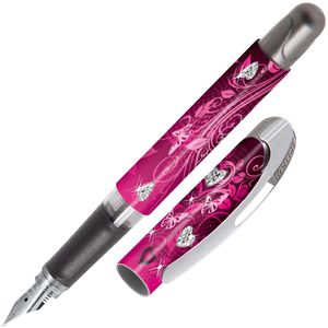 Online Füller College Pink Dreams, Feder M, für Rechtshänder, Kunststoff, Muster pink
