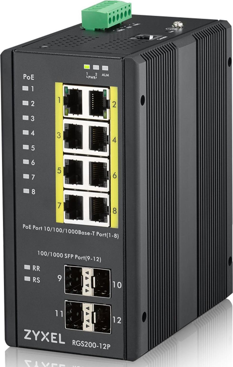 Zyxel RGS200-12P, Managed, L2, Gigabit Ethernet (10/100/1000), Power over Ethernet (PoE), Rack-Einbau, Wandmontage