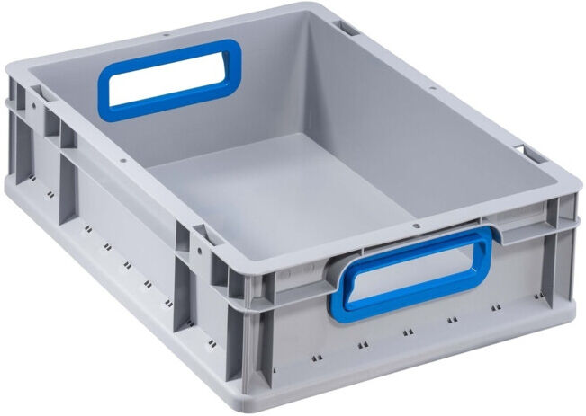 Conteneur de transport gerbable L400xl300xH120mm gris PP poignée ouverte bleu pa ; Allit (456720)
