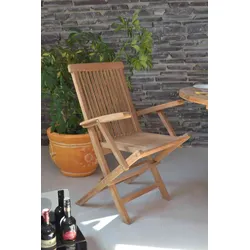 Teak Klappstuhl mit Armlehne Massivholz Teak