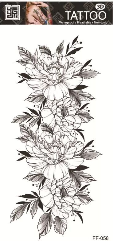 INF Tatouage temporaire imperméable - Motif floral Model 5