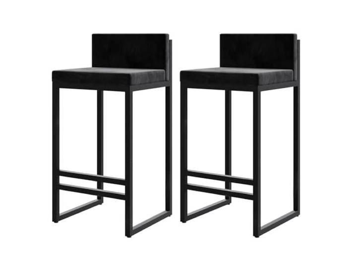 TORTES Barhocker Barhocker 2er Set, Barstühle aus Samtstoff, hohe Hocker mit schwarzen Metallbeinen Frühstücksthekenstühle, für Bar, Theke, Küche, Heim und Gewerbe (Color : Black, Size : 55cm/21.7in)