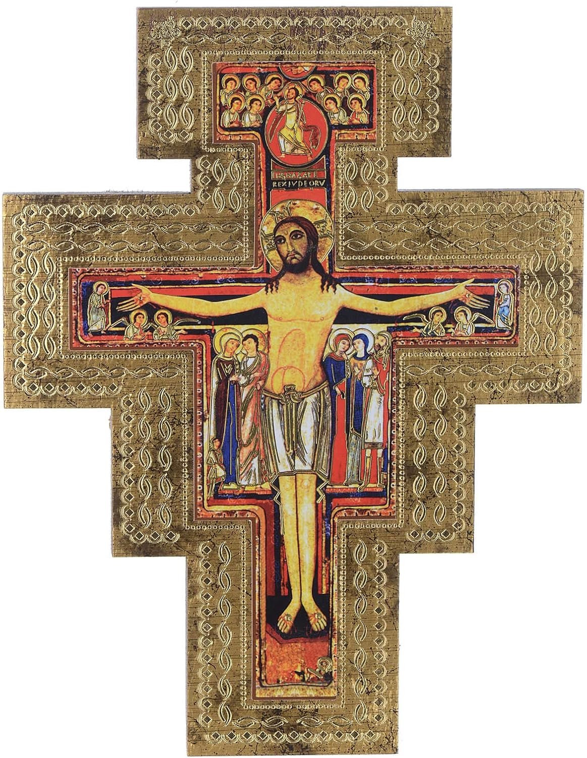 Vemera Wandkruis San Damiano Houten Kruisbeeld - 10 x 8 cm