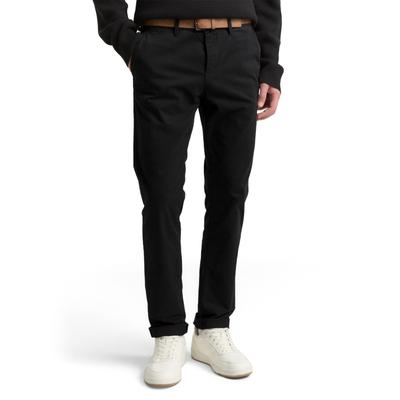 Chinohose TOM TAILOR DENIM, Herren, Gr. 33, Länge 34, schwarz, Obermaterial: 97% Baumwolle, 3% Elasthan, unifarben, schmal lang, Hosen Chinohose, leicht vorgewaschen