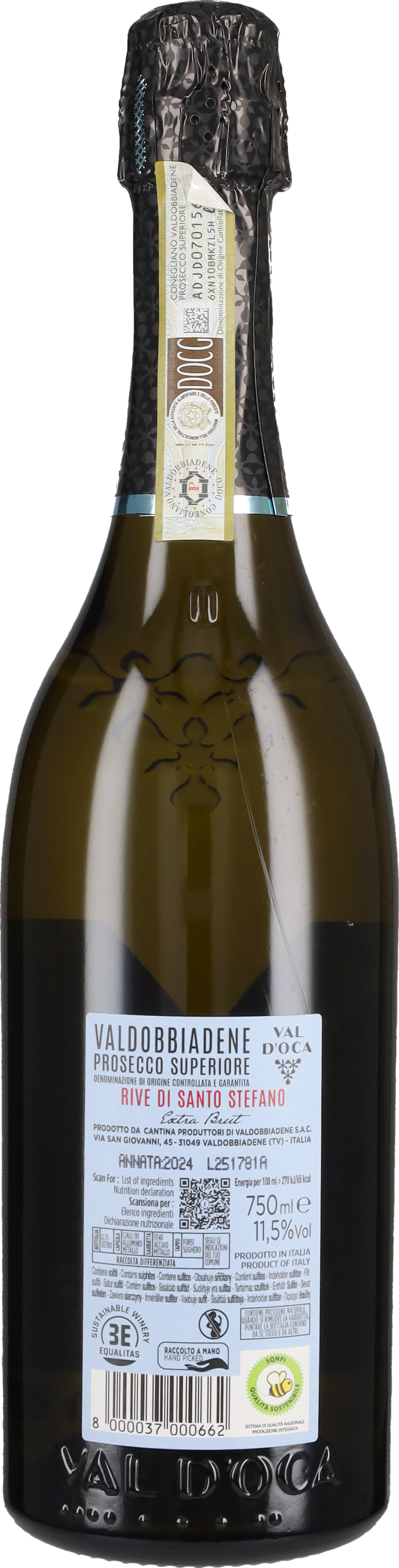 Val d'Oca Prosecco di Valdobbiadene Superiore Extra Brut 'Rive di Santo Stefano'