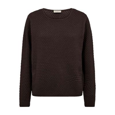 Strickpullover FREEQUENT "FQDODO-PU-DOTTIE", Damen, Gr. M, mole, Strick, Obermaterial: 100% Baumwolle, bequem hüftbedeckend, Rundhals, Bündchen, Pullover Strickpullover, mit Strick-Knoten-Details
