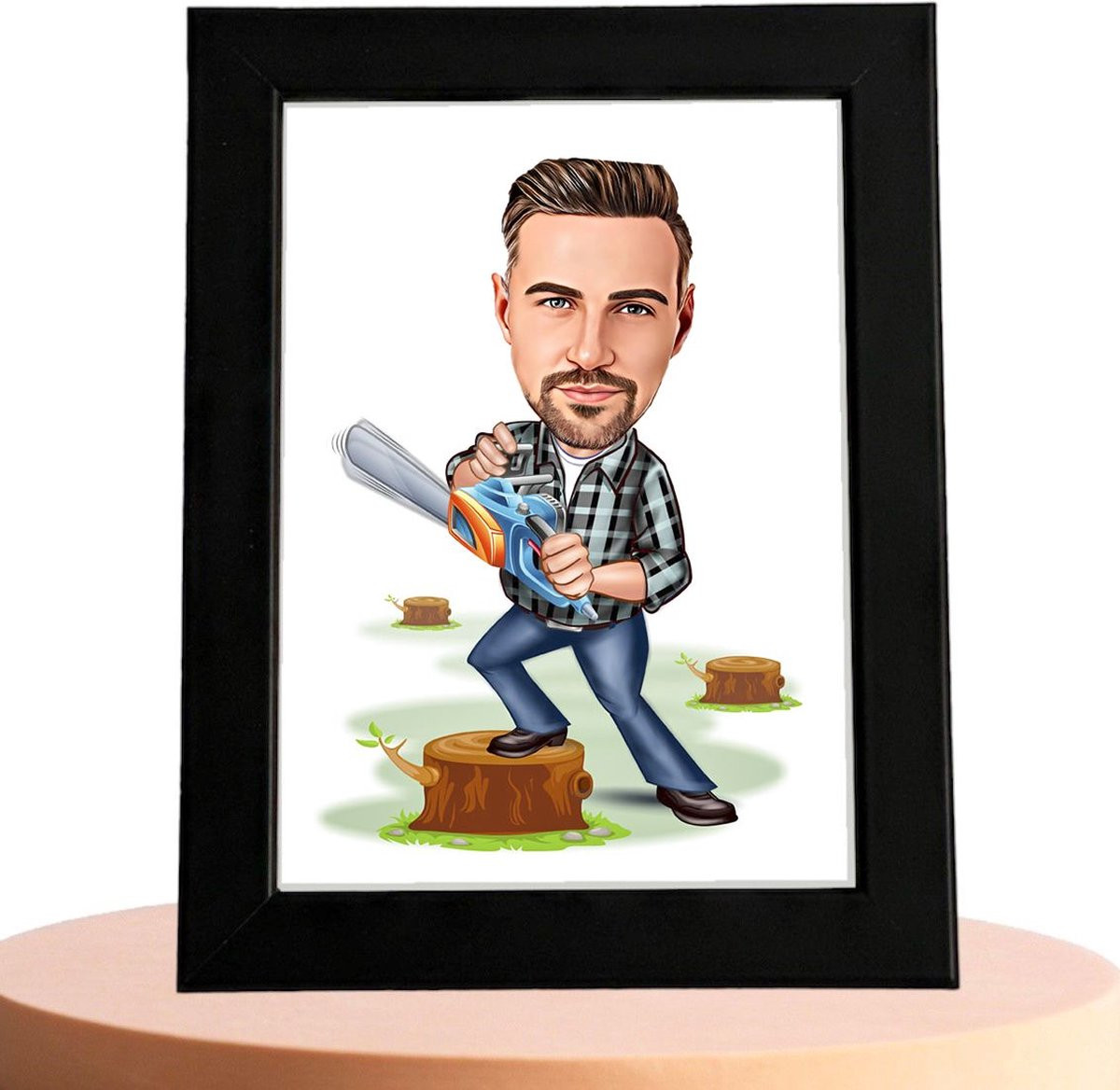 Gepersonaliseerde Houthakker Karikatuur Man met Eigen Foto van TURNED Online