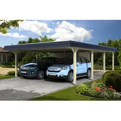 Skan Holz Walmdach Carport Leimholz 630 cm Größe 2 (Abstellraum) Holzcarport