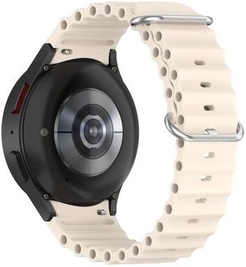 Everyday Crate Samsung Galaxy Watch 7 Silicone Watch Band With Marine Silver Buckle Soft Replacement Strap starlight