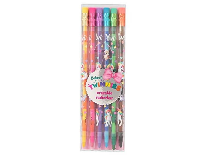 Depesche 12279 Ylvi - Colour Twinnies krijtjes, 6 insteekkrijtjes met elk 2 kleuren en gummetjes