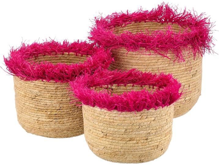 Dekokorb CREATIV HOME Korb , pink, B:24cm H:20cm T:24cm, Maisgeflecht, Aufbewahrungsboxen, Dekokorb, mit Farbakzent
