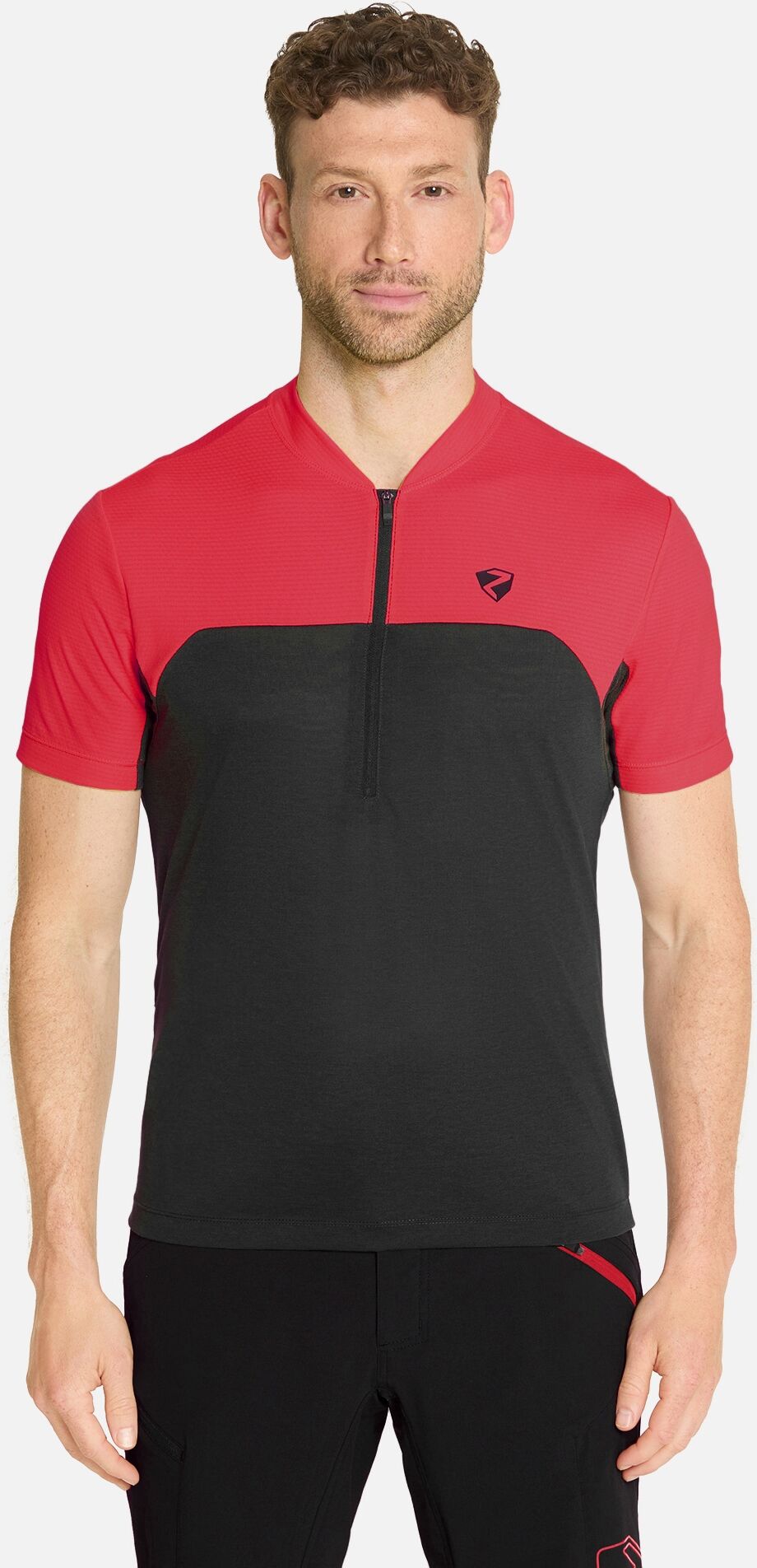 Radtrikot ZIENER "NARIUS-Z", Herren, Gr. 48, rot, Obermaterial: 85% Polyester, 15% Baumwolle. Obermaterial 2: 100% Polyester, Trikots Radtrikot rot 48