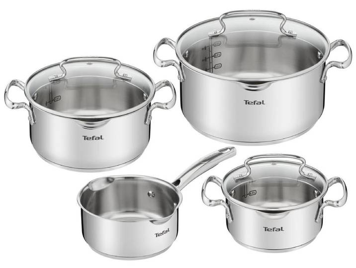 Tefal Duetto+ Kookpannenset 4-delig - RVS - Inductie - Afgietdeksel & Schenkrand