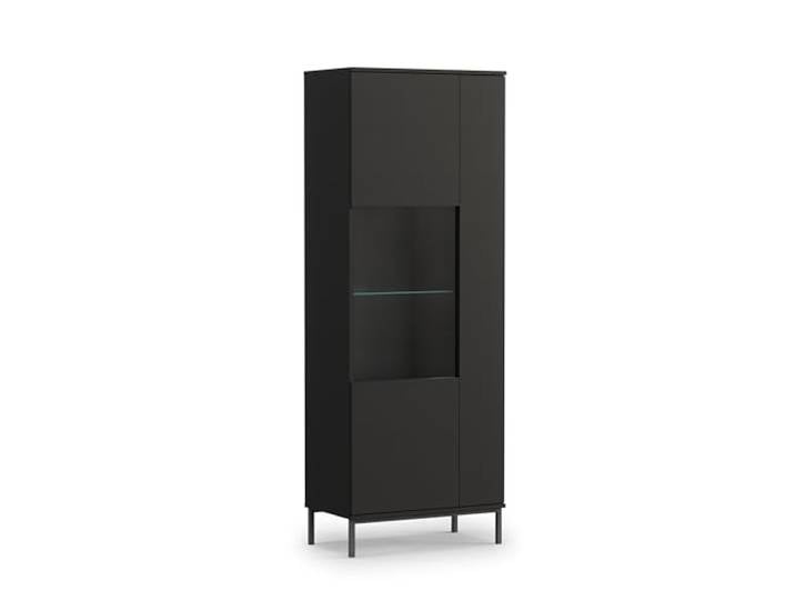 AX Living Schrank Queba QT07 70 cm Schwarz 5 kleinere und 4 größere Fächer. Laminierte Möbelplatte. Maße: 70 x 190 x 41 cm. Vitrinenschrank „Queba QT07“.