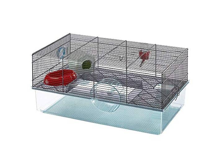 Ferplast Favola Hamsterkäfig inklusive kostenloser Wasserflasche, Laufrad, Futterschale und Hamsterversteck, großer Hamsterkäfig, Maße (L x B x H): 60 x 37 x 30 cm