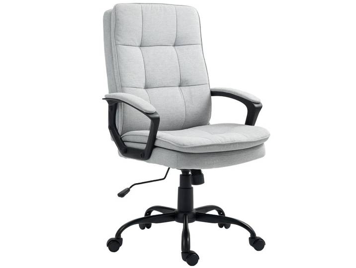 Homcom Bürostuhl Ergonomischer Schreibtischstuhl mit Wippfunktion Höhenverstellbar Grau, Textil, 63x112x70 cm, Büromöbel, Bürostühle, Drehstuhl