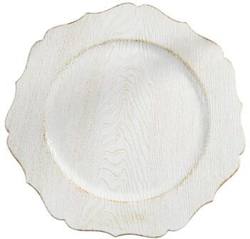 Saro Lifestyle "Scalloped Decorative Charger Plates (Set of 4) - Round Textured Table Chargers for Dining & Entertaining, 13"""